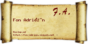 Fon Adrián névjegykártya